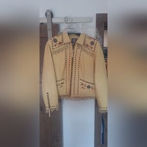 Double D Ranch Yellow Embroidered Leather Jacket